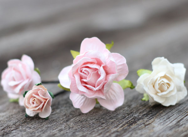 Blush Wedding Flower Bobby Hair Pins Ivory Bridal Hair Picks